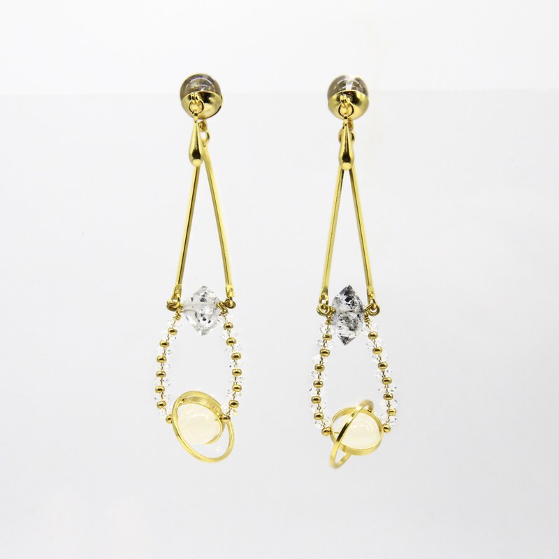 Shining Planet Gorgeous Long Earrings - ต่างหู - ทอง 24 เค 