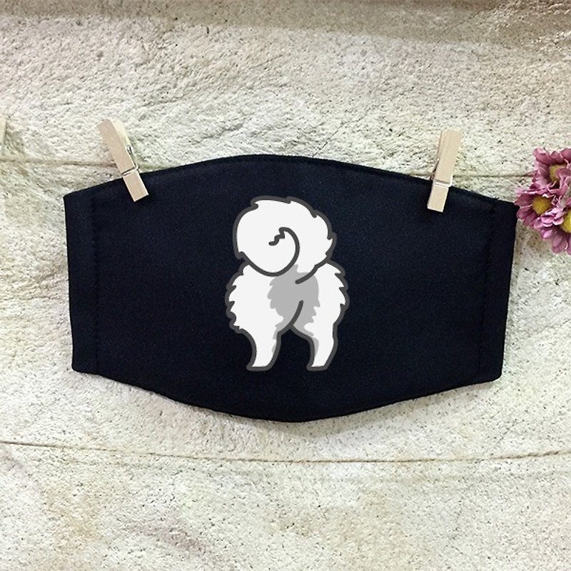 NINKYPUP Reflective Mask Pomeranian/Japanese Spitz's Butt - หน้ากาก - ผ้าฝ้าย/ผ้าลินิน หลากหลายสี