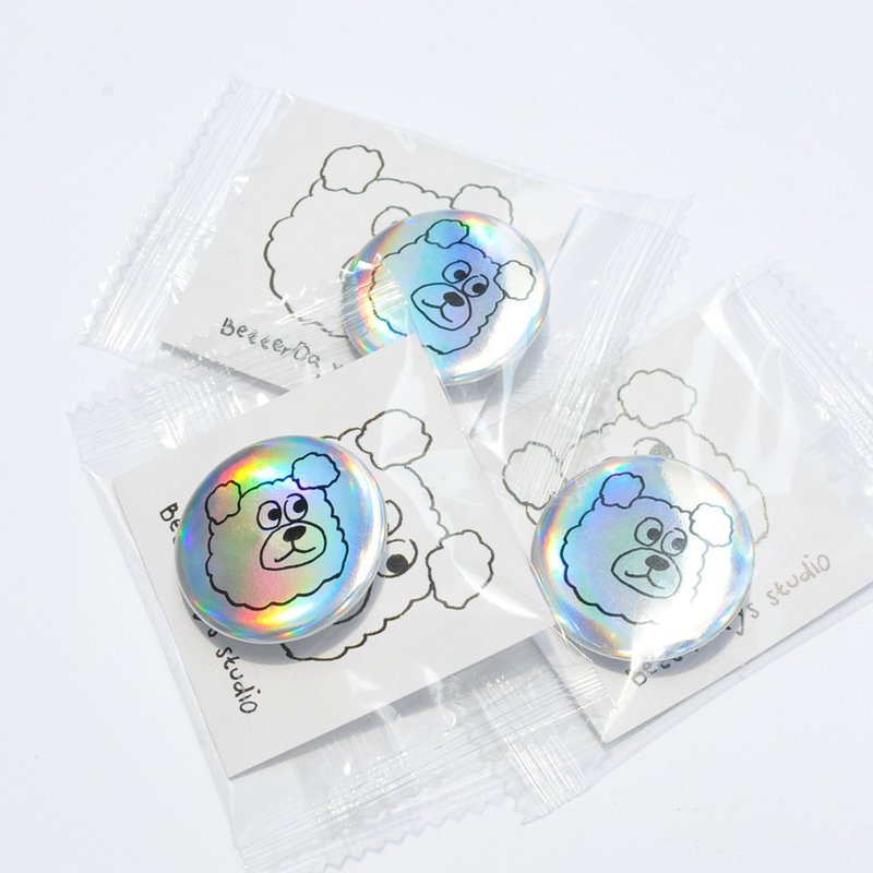 32mm彩虹鐳射胸針(10款) 照到光線會有不一樣的色彩折射 - 徽章/別針 - 不鏽鋼 銀色