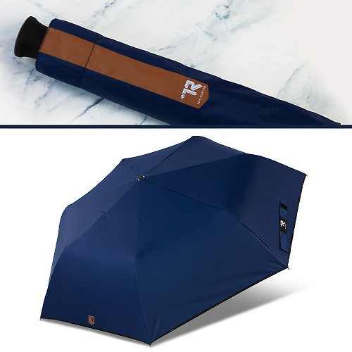 TDN TDN加大黑膠三折魔術傘自動開收傘輕量抗UV晴雨傘(海軍藍)