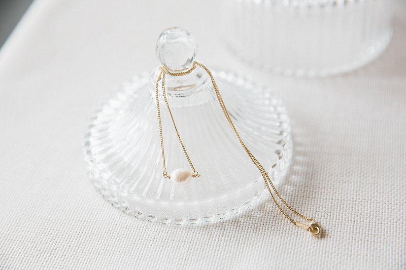 Natural Pearl Necklace Clavicle Chain NL101 - สร้อยคอ - วัสดุอื่นๆ สีทอง