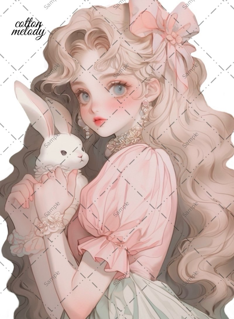 original sticker no.452 人物ステッカー オリジナルステッカー 人物ステッカー 女の子ステッカー オリジナル人物ステッカー - 貼紙 - 紙 
