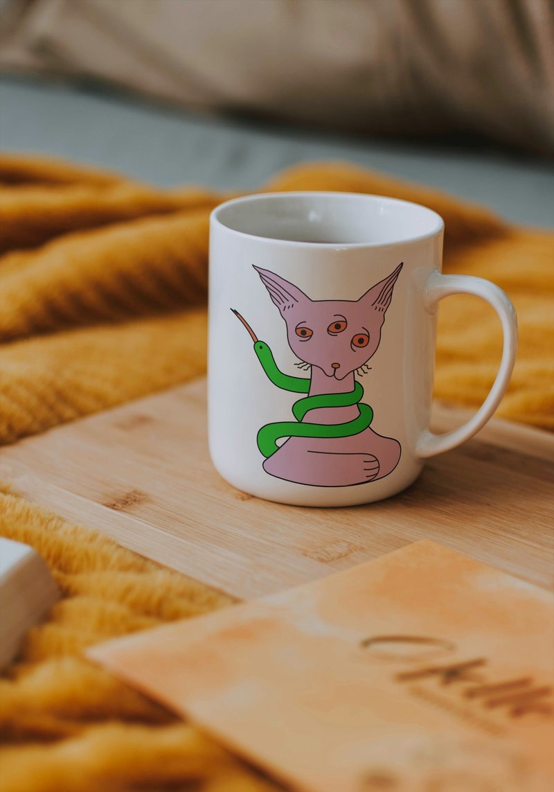 Cup of cat - แก้วมัค/แก้วกาแฟ - เครื่องลายคราม ขาว