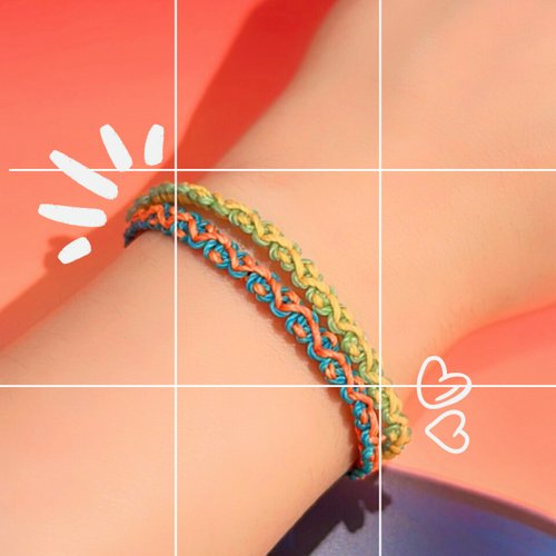 aha handmade == 編織手環✕防水南美蠟線==【雙波結】