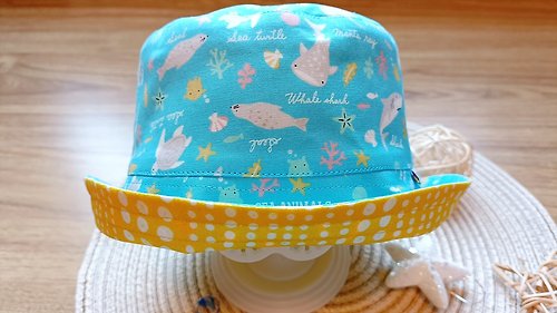 TrueLi Colors 手作童裝 | 嬰幼兒用品 | 彌月禮盒 【漁夫帽】鯊鯊來了 | 雙面手作遮陽帽 親子帽 童帽 彌月禮盒