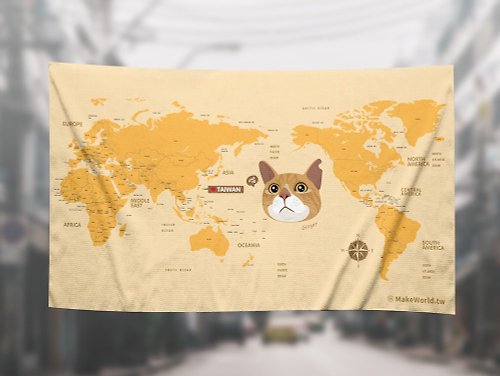 MakeWorld.tw 地圖製造 Make World地圖製造貓咪浴巾(橘貓)