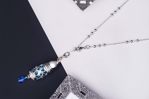 NEVE JEWELRY Neve Jewelry 藍色玻璃海 小型香水瓶項鍊
