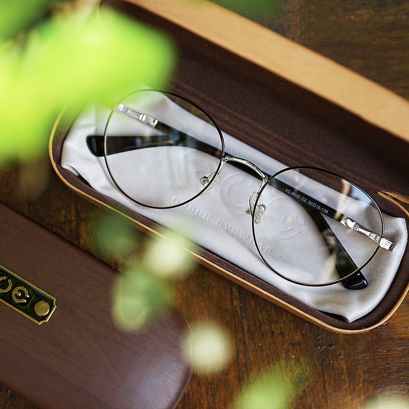 金屬複合眼鏡│韓國設計師-文青黑銀 - 眼鏡/眼鏡框 - 不鏽鋼 銀色