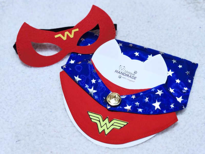 Wonder Woman 神奇女俠 造型 寵物圍巾/頸飾 - 寵物衣服 - 棉．麻 藍色