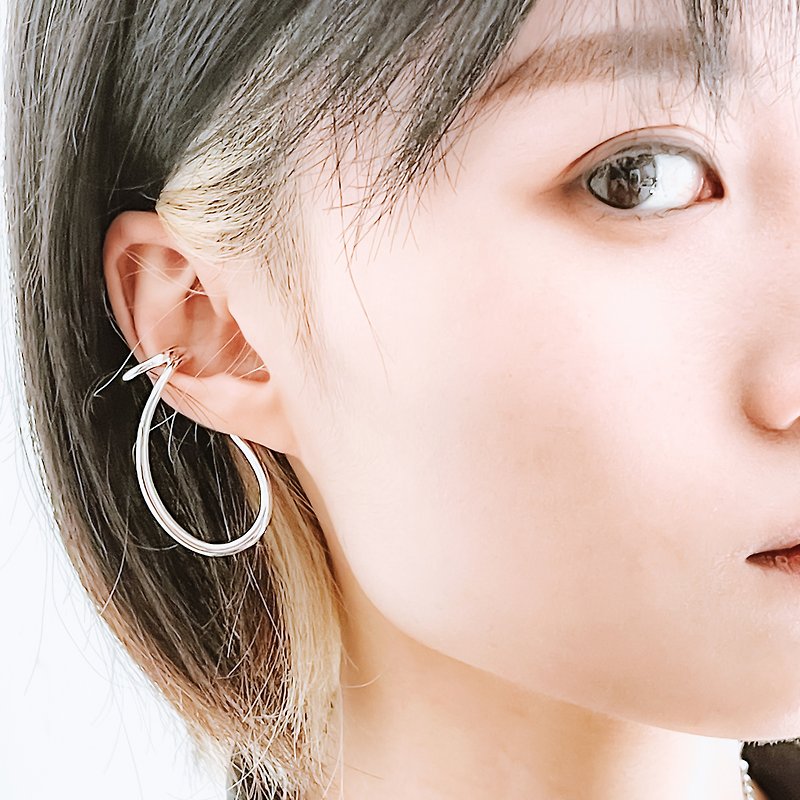 [Gift] Large ear hoop sterling silver painless ear clip unisex earrings for men and women イヤーカフ