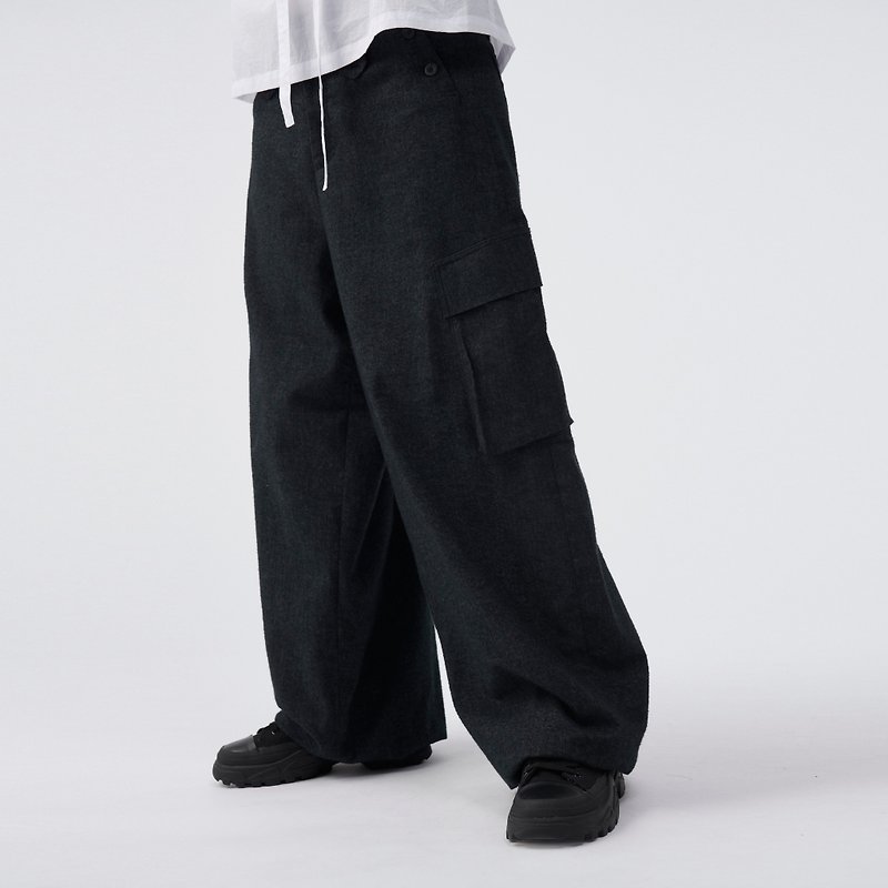 Dropped Crotch Wide-leg pants - Men's Pants - Cotton & Hemp Black