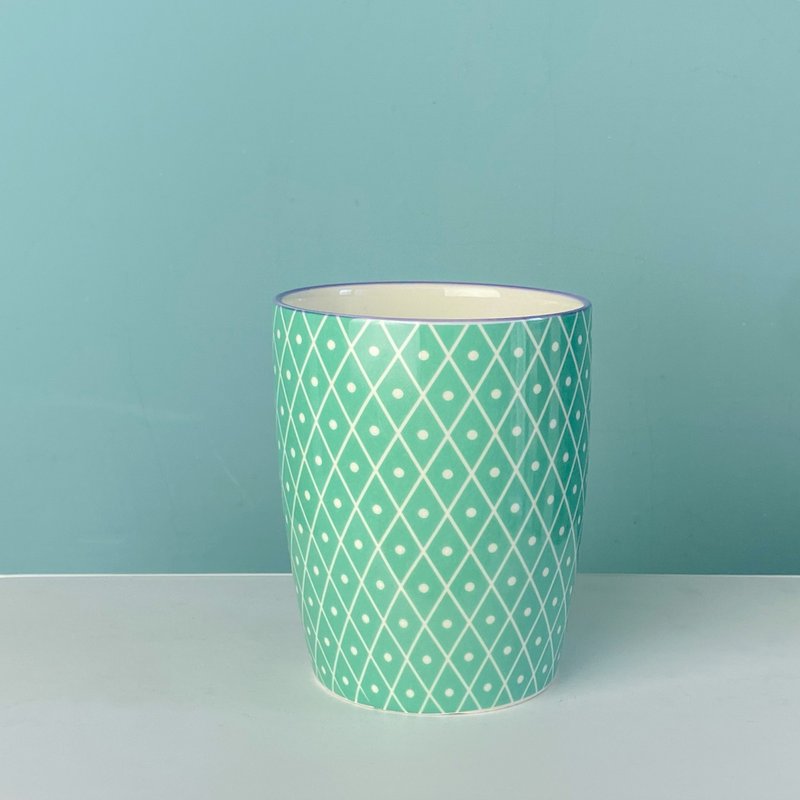 好憩HORCHILL 春暖系列 綠格白點茶杯 - 茶壺/茶杯/茶具 - 陶 