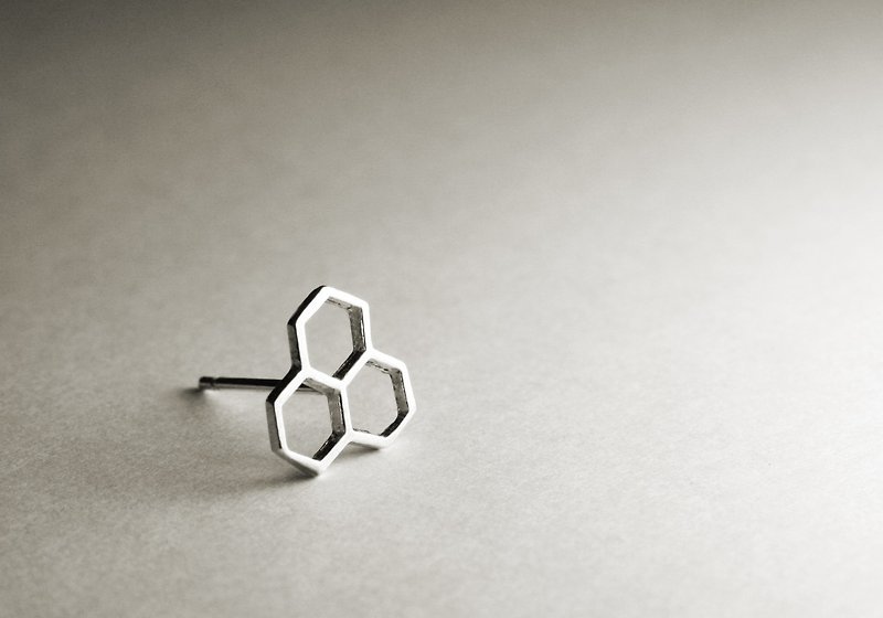 Honeycomb shape sterling silver earrings (single/pair)