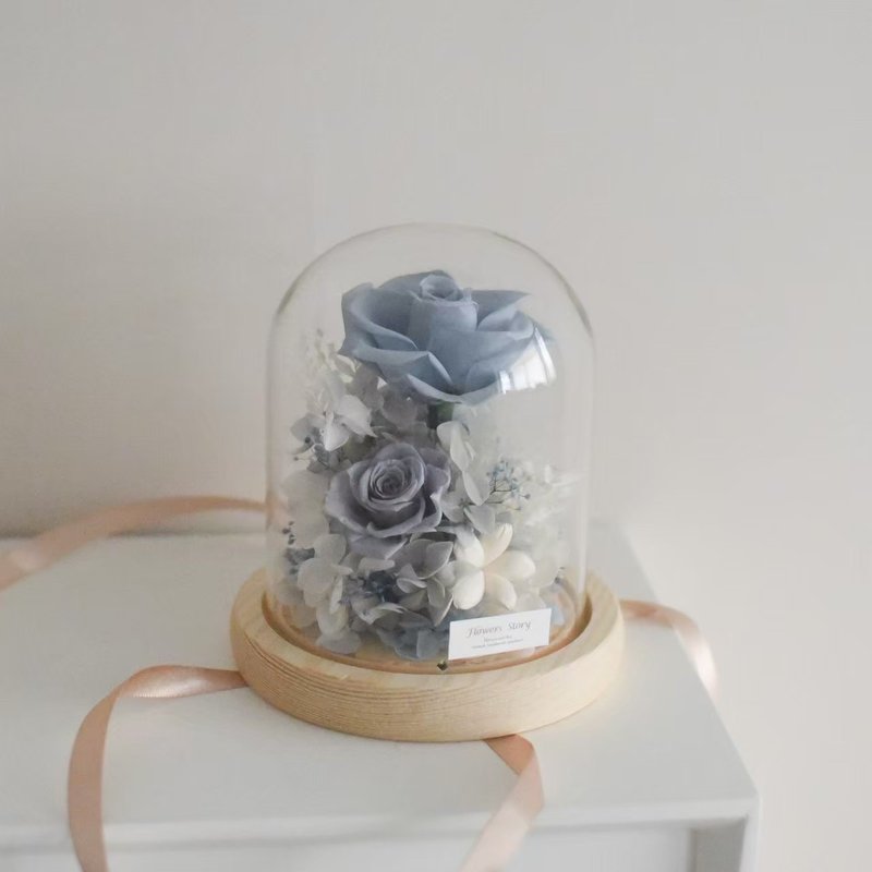 /Blue Night Light Cup Cover/Birthday Chinese Valentine’s Day Everlasting Flower Rose Night Light Gift Bridesmaid Gift - Dried Flowers & Bouquets - Plants & Flowers Blue