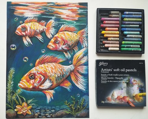 パステル画 鯉を描きました。B5サイズです。 パステル画 鯉を描きました。B5サイズです。 絵画