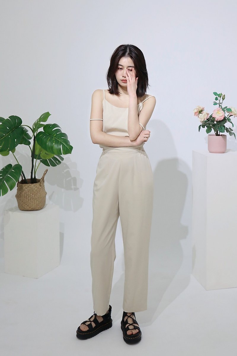 Simple style summer double strap jumpsuit - Overalls & Jumpsuits - Other Materials Khaki