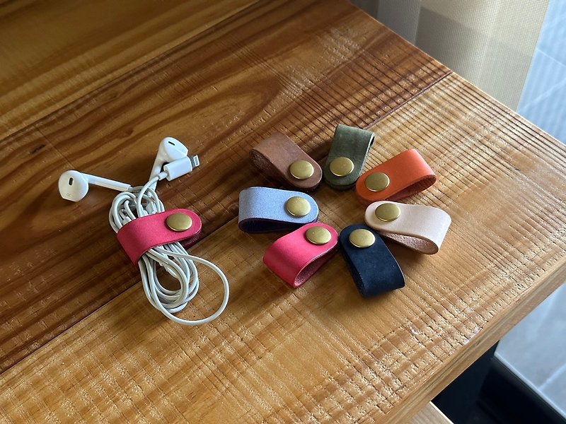 【Mini5】Multi-color cord reel / 2 pcs - ที่เก็บสายไฟ/สายหูฟัง - หนังแท้ 