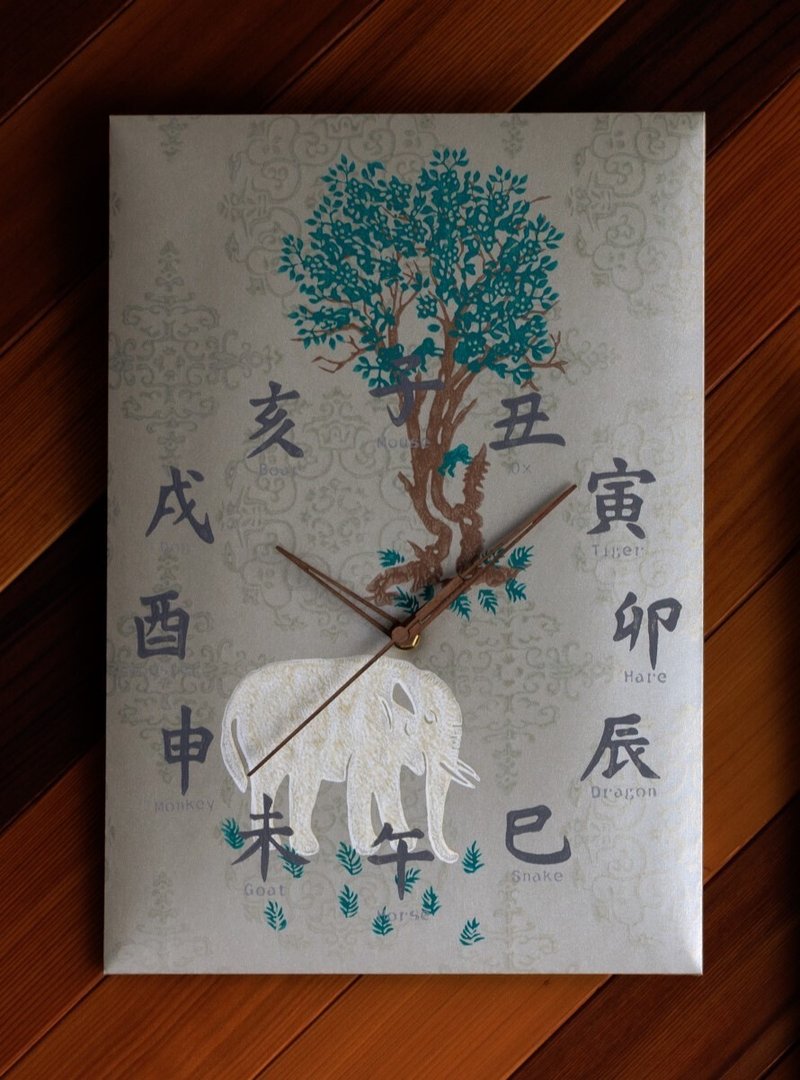 [Direct from Japan] Kyo Karakami Eternal Clock, White/Green/Rectangle, Length 428mm x Width 297mm_O-031 - นาฬิกา - กระดาษ 