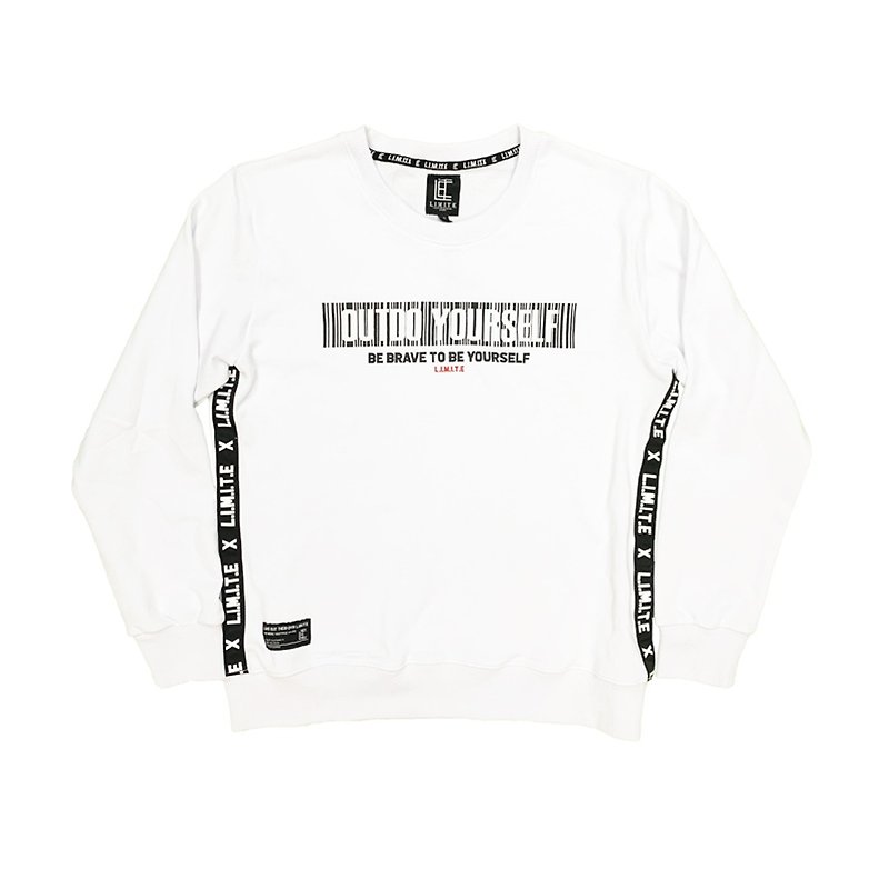 L.I.M.I.T.E - 男裝Bar code 印花衛衣, 白色 - T 恤 - 棉．麻 白色