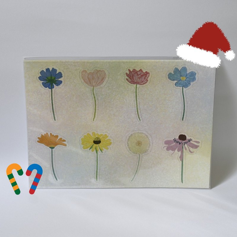 二支花花 透明貼紙 手繪 花草 手帳  聖誕 交換禮物 貼紙 - 貼紙 - 紙 