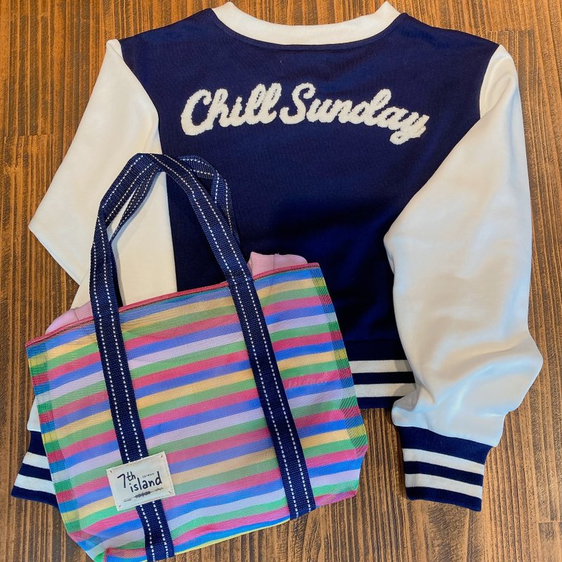 【雙11限定福袋。秋2件組】拼色短版大學T(兩色)。彩虹茄芷小提袋 - 帽T/大學T - 棉．麻 