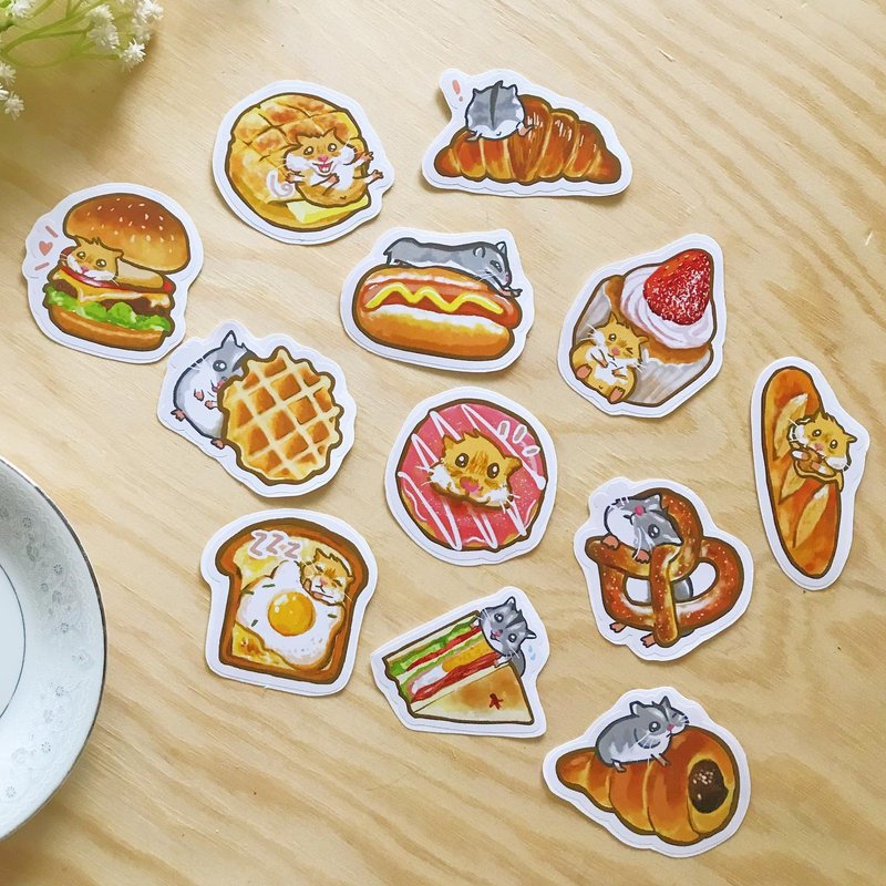 Large waterproof sticker set for hamster bakery suitcase / 12 sheets - Stickers - Paper Multicolor