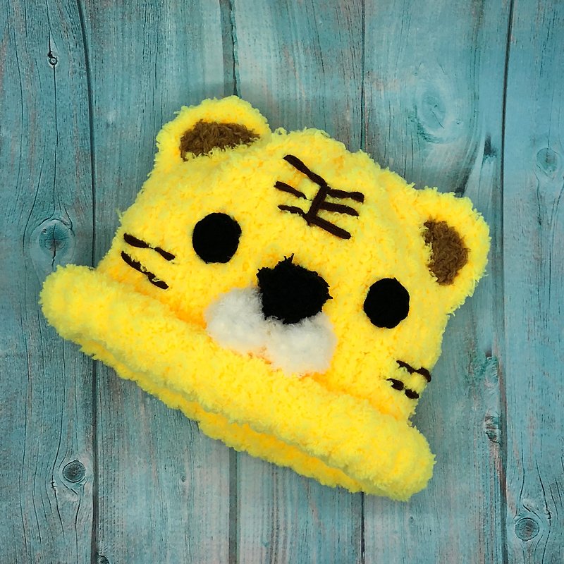 Tiger-knitted baby woolen cap - Baby Hats & Headbands - Polyester Yellow