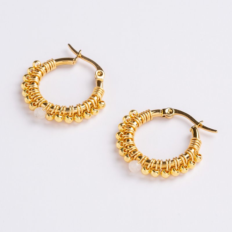 Stainless Steel Earrings & Clip-ons White - Small Zuri Earrings in Moonstone (18K Gold Plated Moonstone Hoops)
