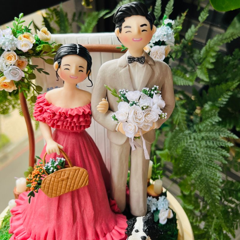【客製+燈。雙人】結婚賀物、訂婚紀念、求婚禮物、紀念日公仔 - 似顏繪/客製畫 - 黏土 多色