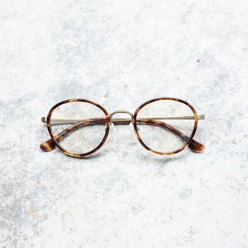 【目目商行】韓國鈦金屬中金 復古 眼鏡 鏡框 玳瑁 - 眼鏡/眼鏡框 - 其他金屬 咖啡色