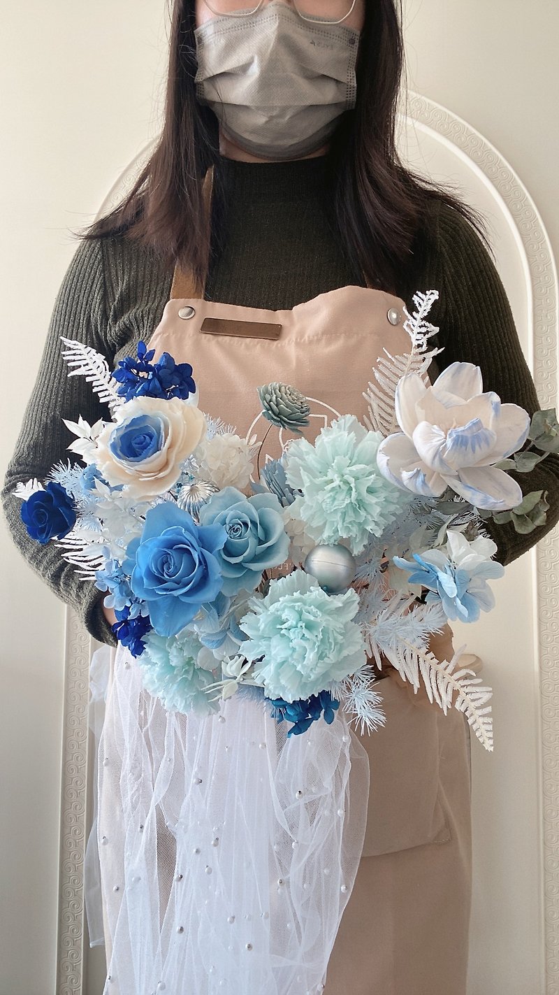 Ruimi Youhua_Customized bouquet/European natural eternal bouquet/Dried immortal flower/Hand-tied bouquet - Dried Flowers & Bouquets - Plants & Flowers Blue