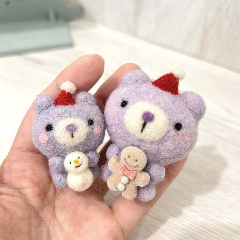 聖誕限定 聖誕軟糖小熊 多款 羊毛氈娃娃 薑餅人 雪人 - 公仔/玩偶 - 羊毛 紫色