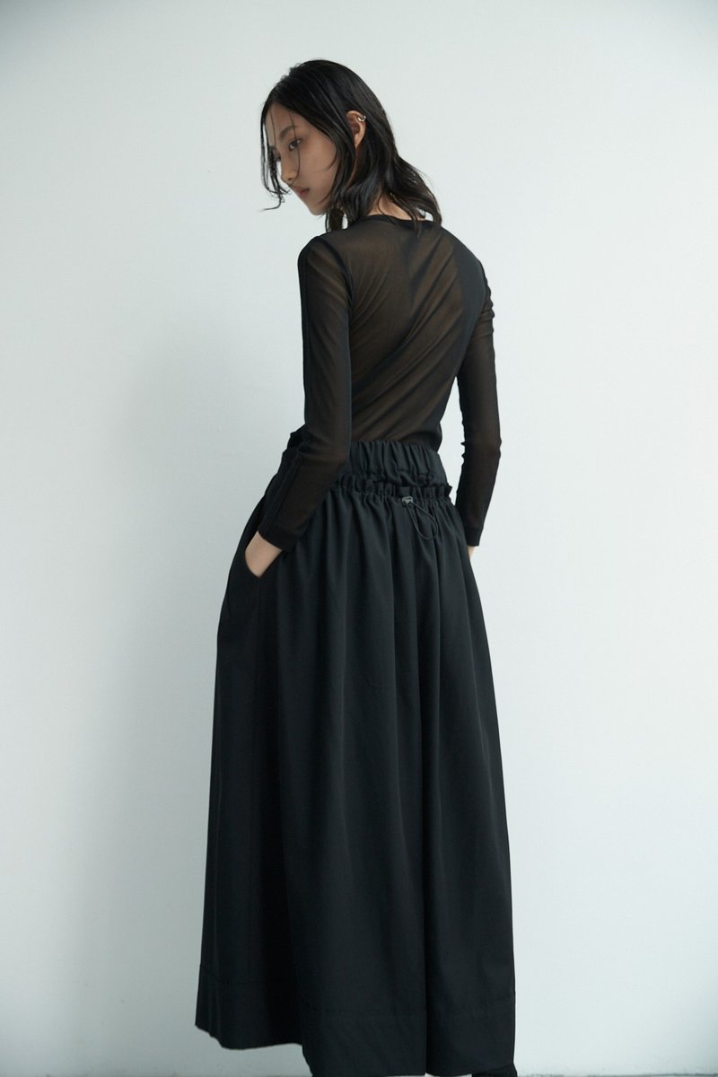 Faux two piece high-waisted wide pants - กางเกงขายาว - วัสดุอื่นๆ 