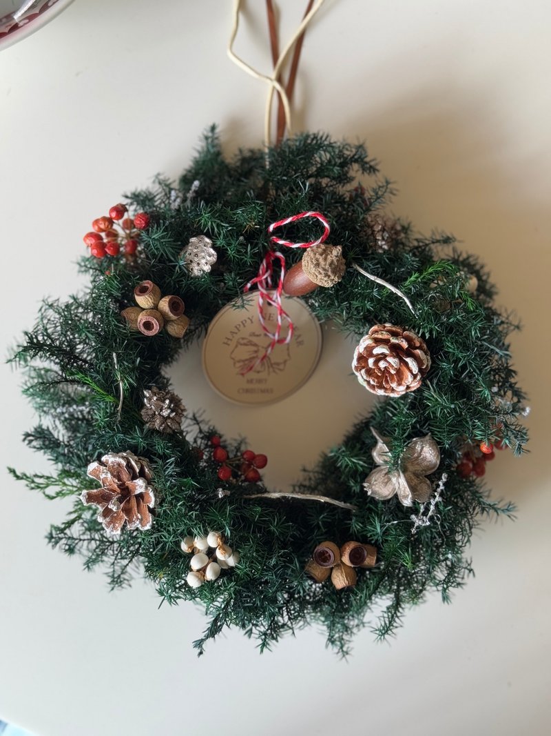 Customized-Japanese eternal cedar Christmas wreath 25cm - เทียน/เชิงเทียน - วัสดุอื่นๆ 