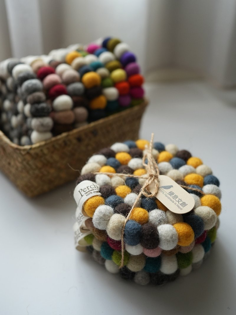 100% Wool 羊毛氈手工隔熱墊 杯墊 _公平貿易 - 杯墊 - 羊毛 卡其色