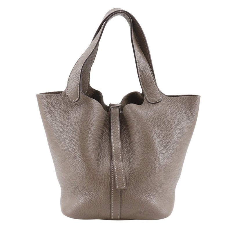 [Direct from Japan] HERMES Picotin MM Handbag, Taurillon Clemence, Etoupe, Women's, [Used] - กระเป๋าถือ - หนังแท้ สีนำ้ตาล