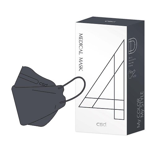 CSD中衛 CSD 中衛 醫療口罩-成人立體-4D夜幕灰 (20片/盒)