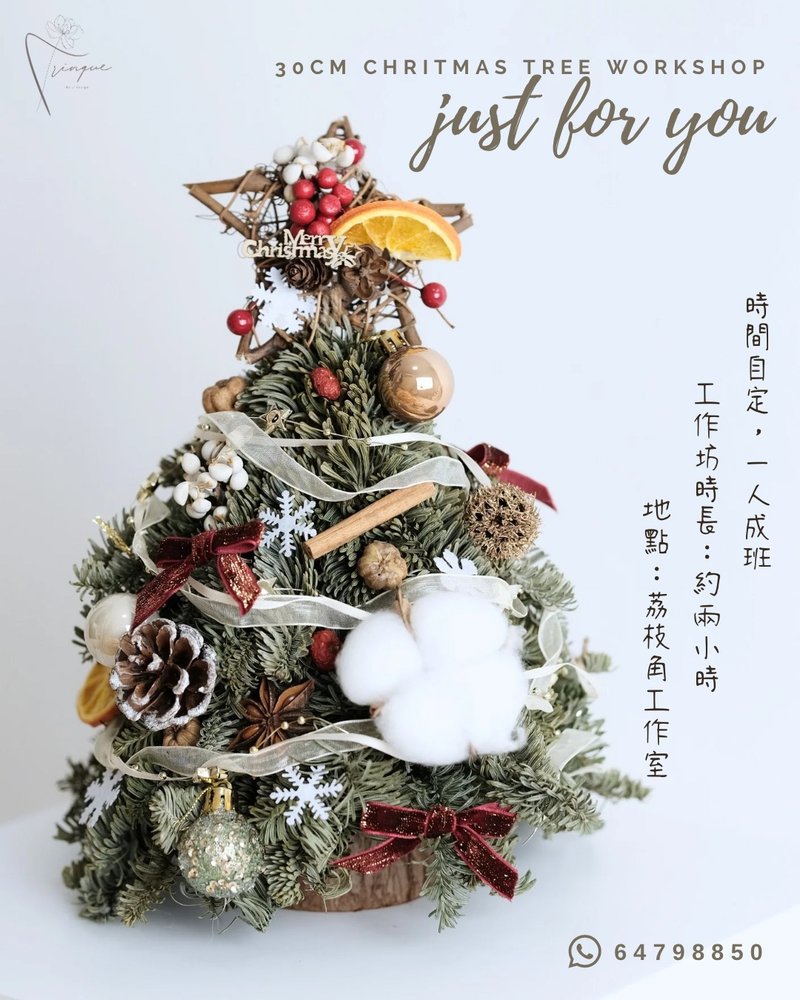 新鮮貴族松30cm聖誕樹手作工作坊 - 植栽/花藝 - 植物．花 