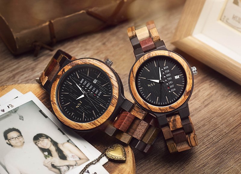 ไม้ นาฬิกาคู่ - Personalized Wooden Watch – ColorL001AB