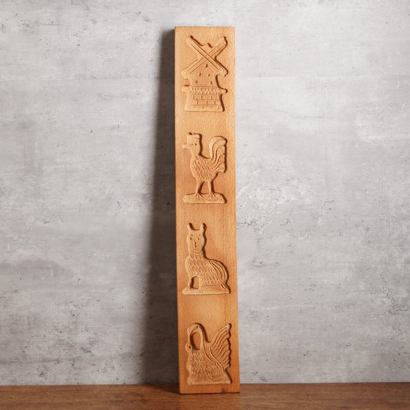 荷蘭手工雕刻 傳統speculaas餅乾 實木模具/風車/天鵝/公雞 - 擺飾/家飾品 - 木頭 咖啡色