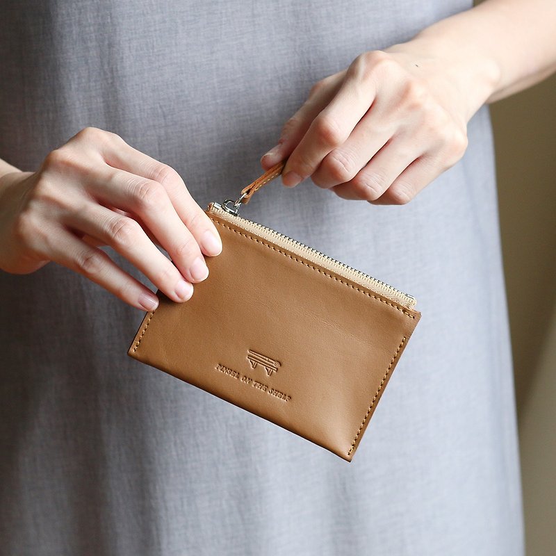 หนังแท้ กระเป๋าสตางค์ สีนำ้ตาล - double mini wallet : brown