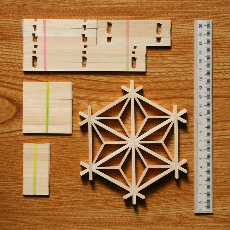 Japan Kumiko assembly kit Asahoha pattern L size Traditional crafts - ที่รองแก้ว - ไม้ สีนำ้ตาล