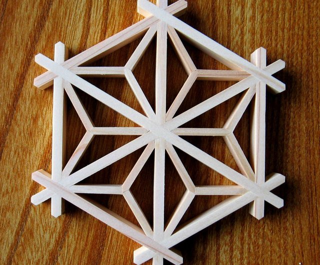 Kumiko 2️⃣ ハンドメイド 4点 Japan Kumiko assembly kit Asahoha pattern L size Traditional