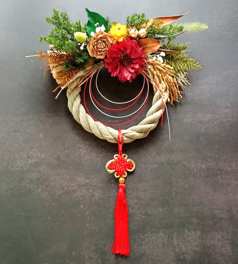 [New Year's Annunciation] Shimenawa / New Year / Ornament - ช่อดอกไม้แห้ง - พืช/ดอกไม้ สีเขียว