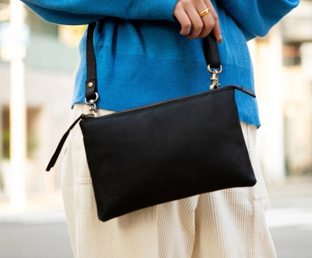 2way ボディバッグミニバッグクラッチバッグshoulder Bag Clutch Bag 鞄牛革 Black Hab006 設計館leather Goods Shop Hallelujah 側背包 斜背包 Pinkoi