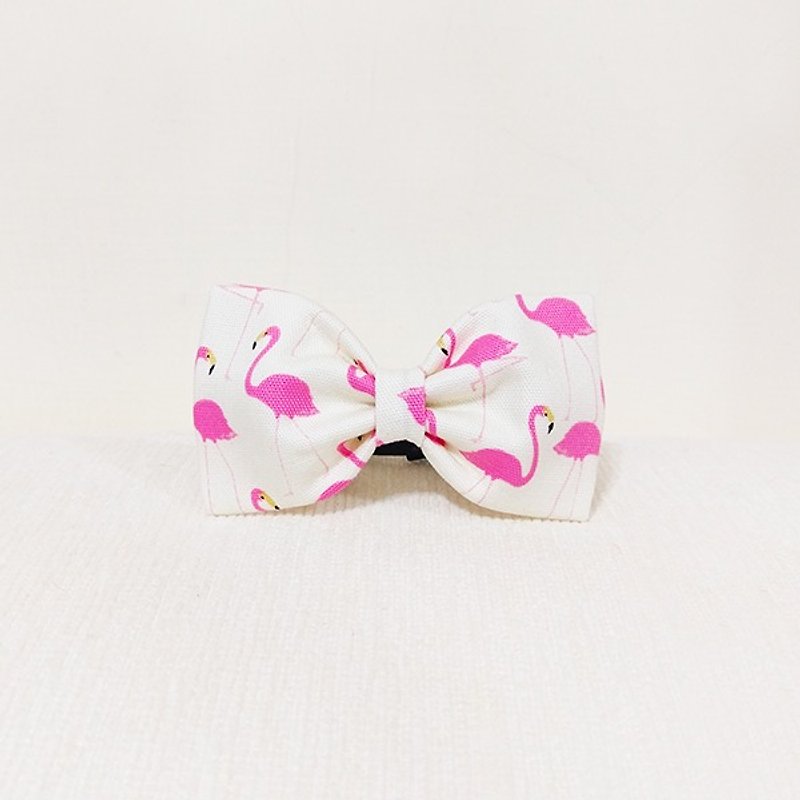 Ella Wang Design Bowtie pet bow tie cat dog red-headed crane - Collars & Leashes - Cotton & Hemp White