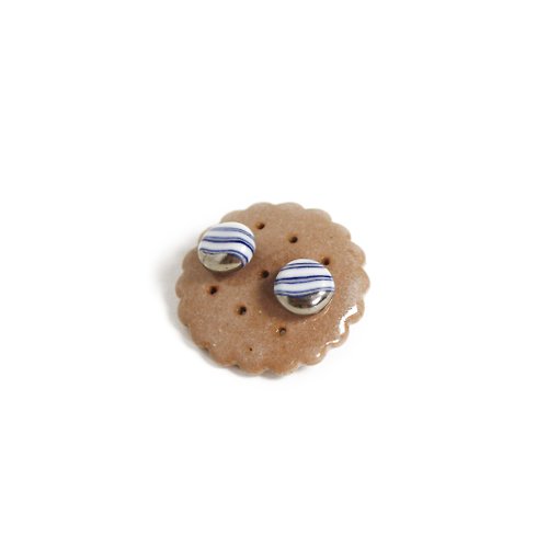 餅乾工廠 Cookie Factory 銀針 陶瓷耳環 粉色珊瑚緞帶耳環 攝氏1270度燒製