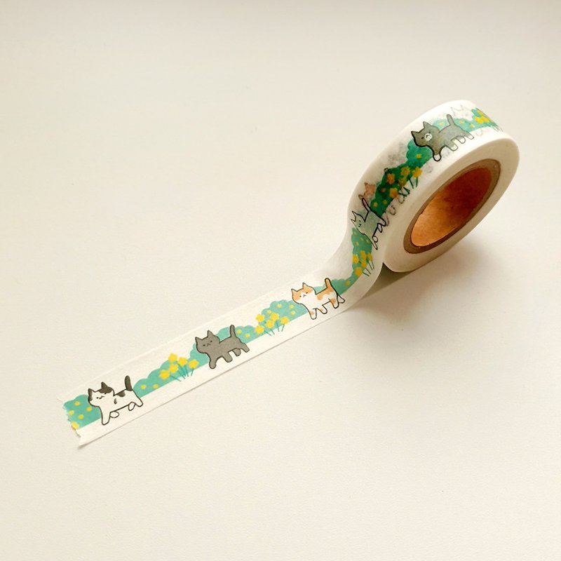 Washi tape - Let's go for a together - 紙膠帶/和紙/PET - 紙 綠色