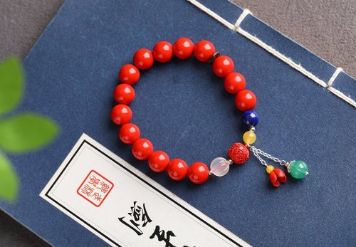 水墨 天然原礦硃砂精品紅砂單圈手鏈10mm含量95%以上