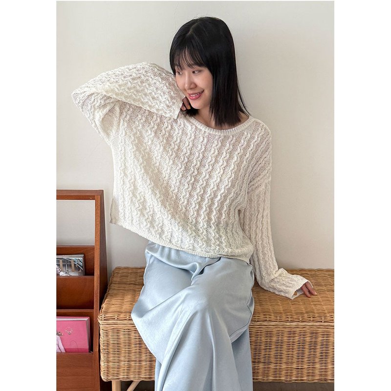 witharch前後穿綁帶開襟衫-杏 - 女上衣/長袖上衣 - 其他人造纖維 白色